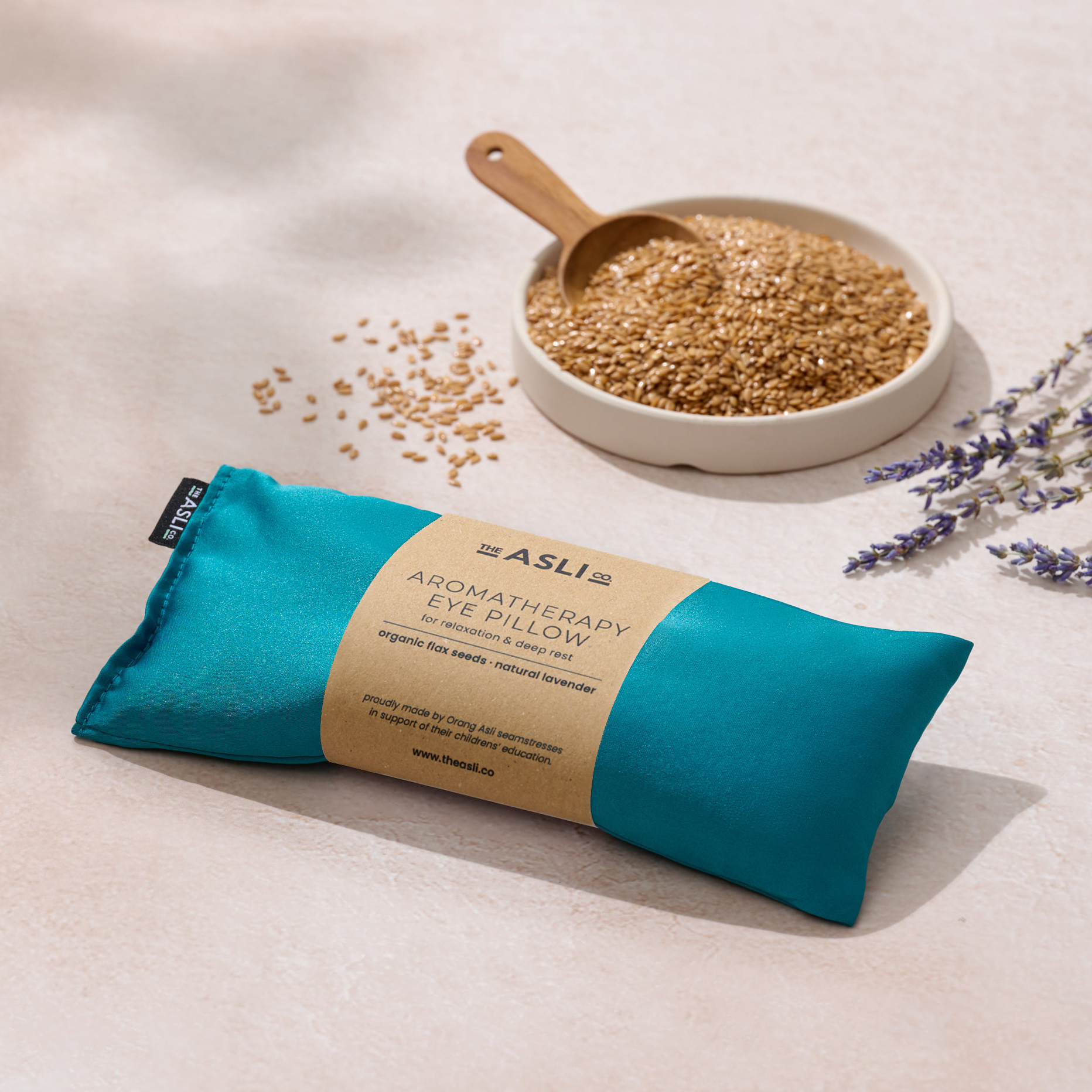 Ocean Teal - The Asli Co. Lavender Aromatherapy Eye Pillow - soothe your tired eyes