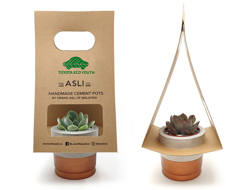The Asli Co. customizable succulent pot packaging with logo sticker