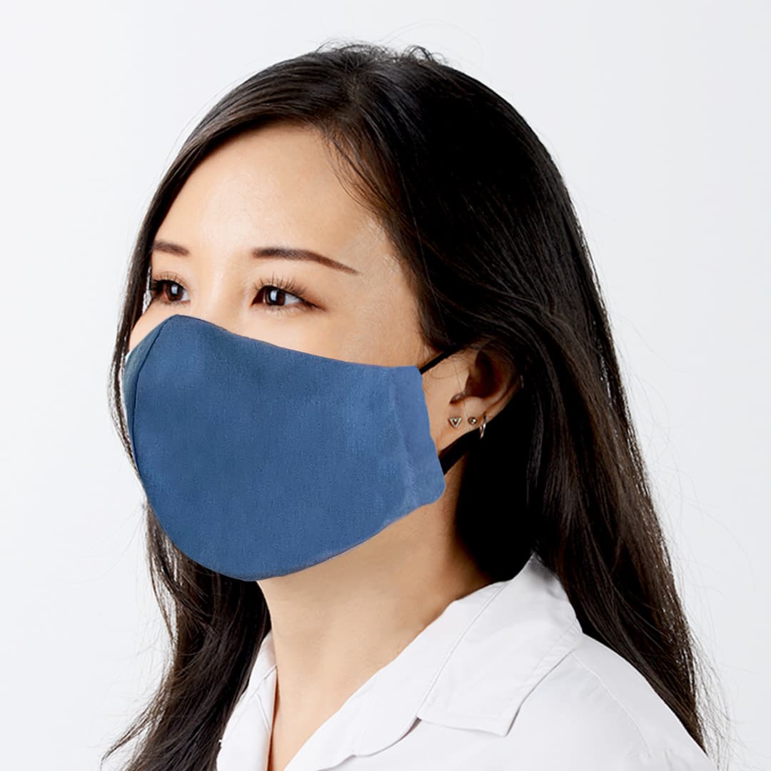 The Asli Co Reusable Face Mask - Gunmetal Blue, washable with filter pocket