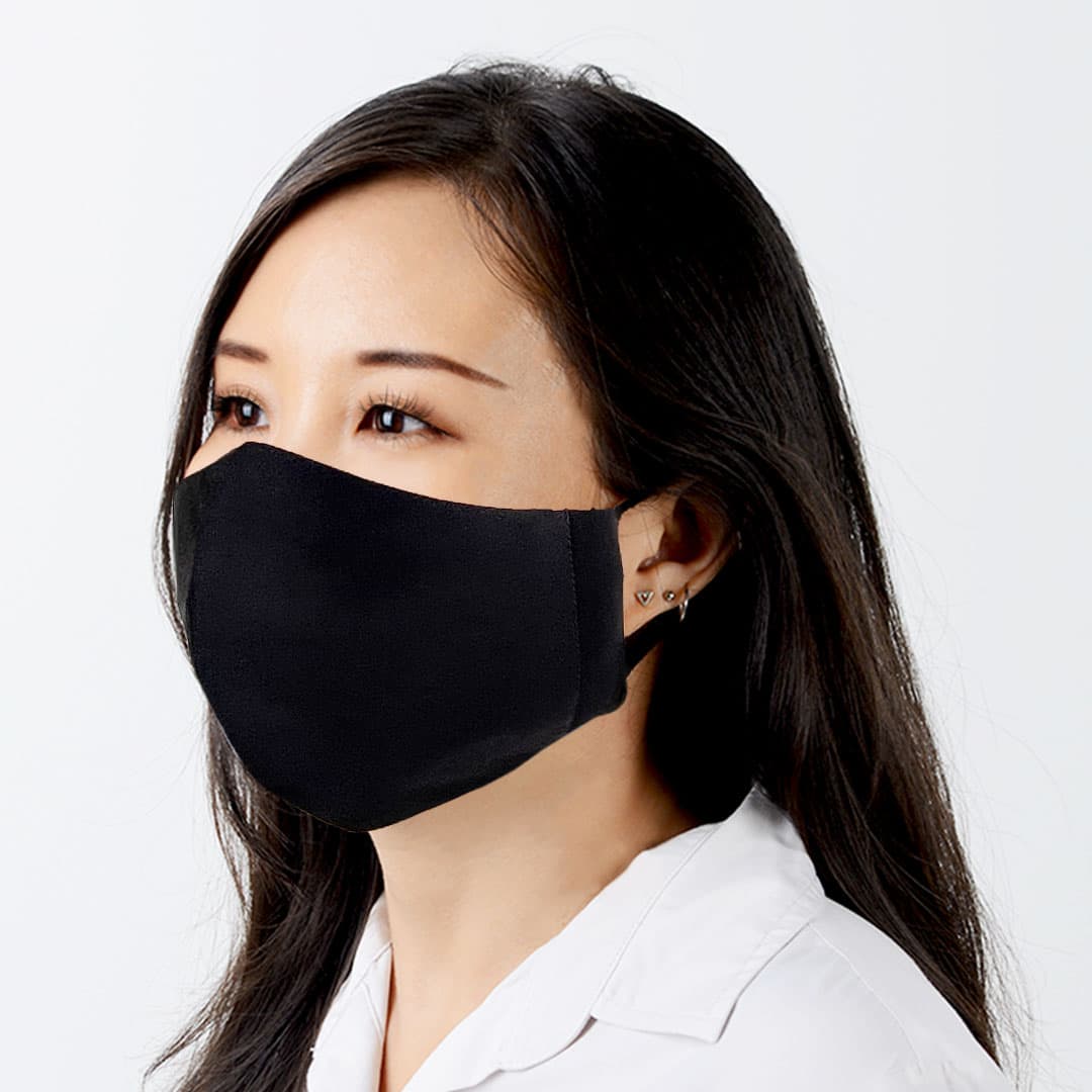 The Asli Co Reusable Face Mask - Obsidian Black, washable with filter pocket