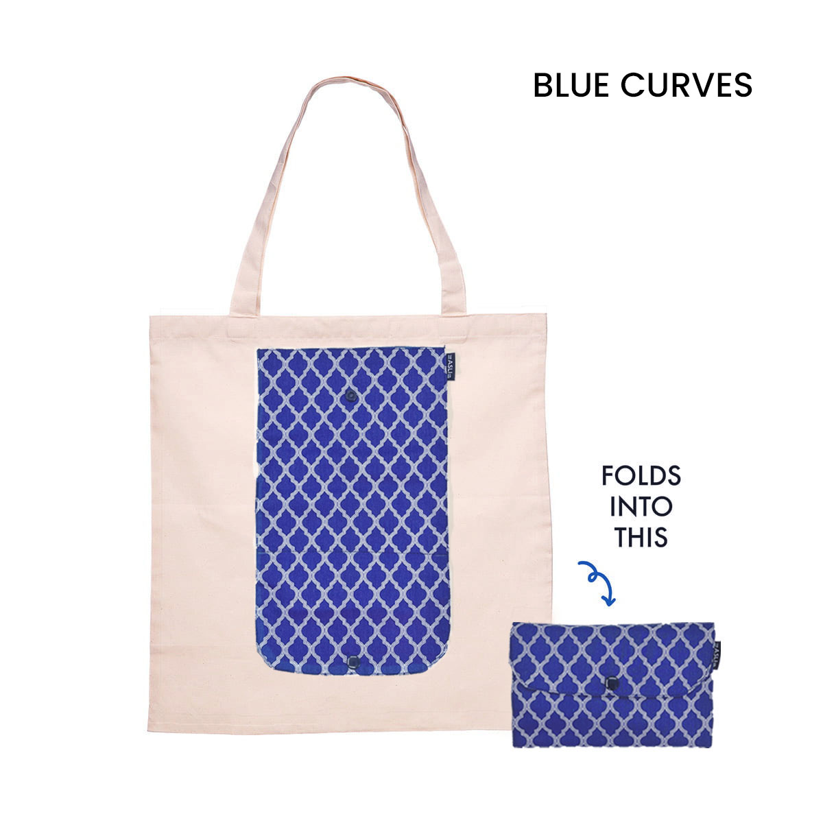 Blue Curves - The Asli Co. Eco-friendly Reusable Tote Bag
