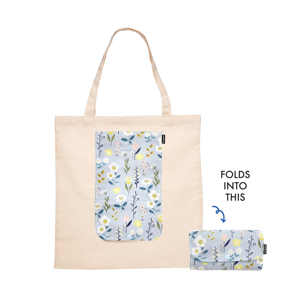 Blue Floral - The Asli Co. Eco-friendly Reusable Tote Bag