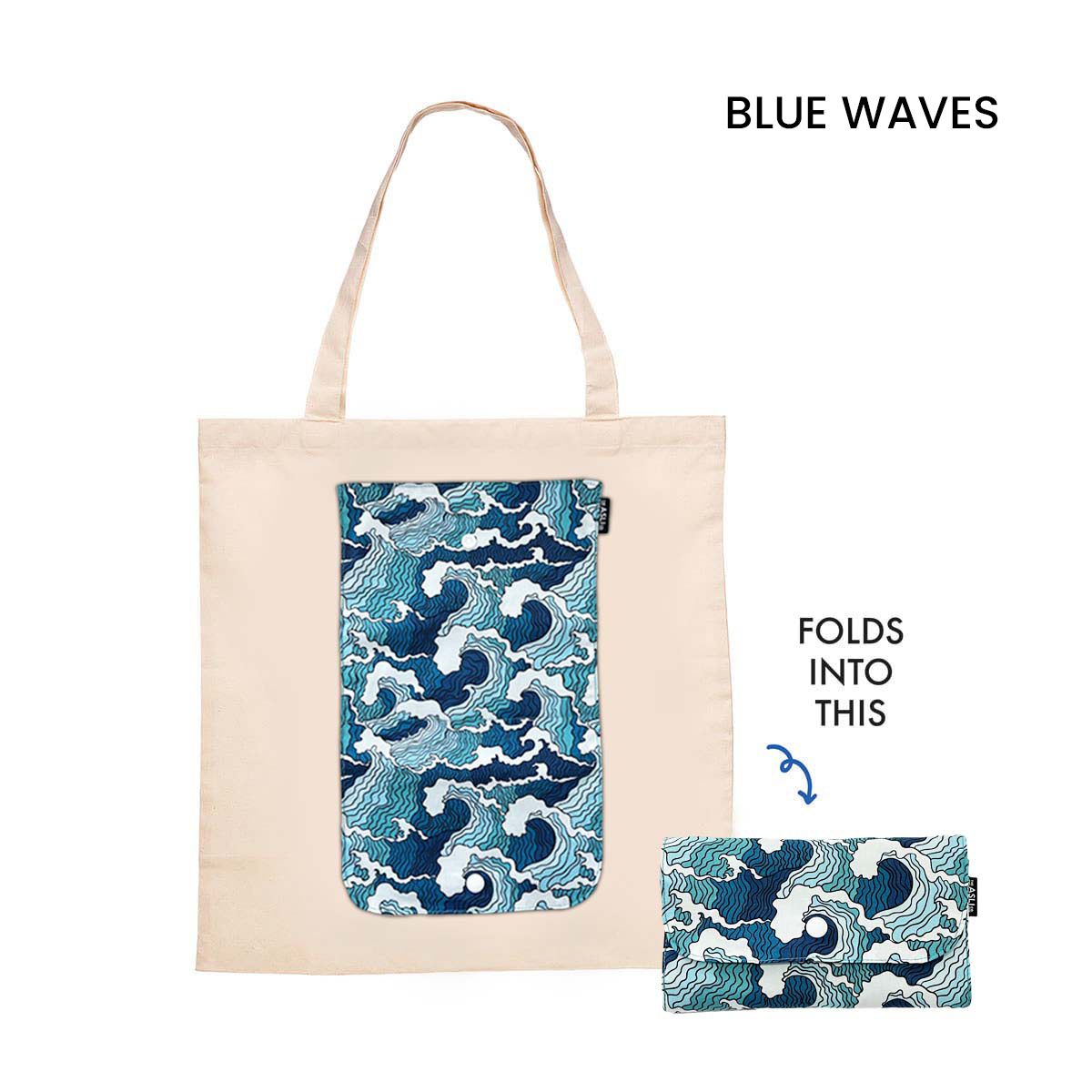 Blue Waves - The Asli Co. Eco-friendly Reusable Tote Bag